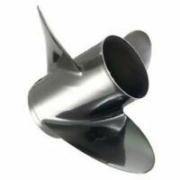 389019 Evinrude Johnson OMC Stainless Steel Propeller (14-1 / 4 x 23) yeV-6 Gearcel, 15 Spline, uye Thru-Hub Exhaust, Kuruboshwe Ruoko