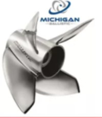 963523 Michigan Ballistic XL hélice en acier inoxydable à 4 pales (14-1 / 8 x 23), droite